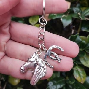 COPY - Horse Lover Keychain With Horse Head and Horse Shoe Charms